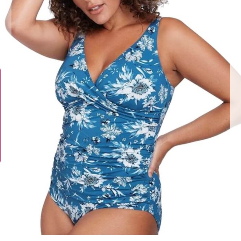 Nip Tuck One Piece Swimsuit - Cerulean floral